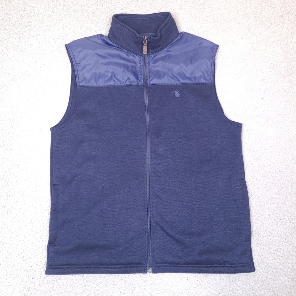 Izod Advantage‎ Performance Fleece Vest Mens Medium Navy Blue Golf Preppy